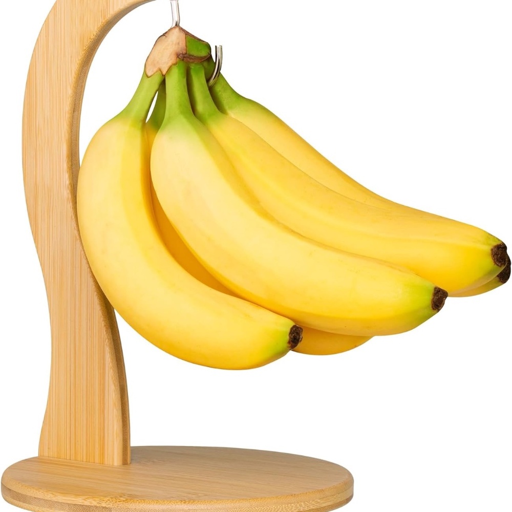 Bamboo Banana Holder/Stand with Metal Hook